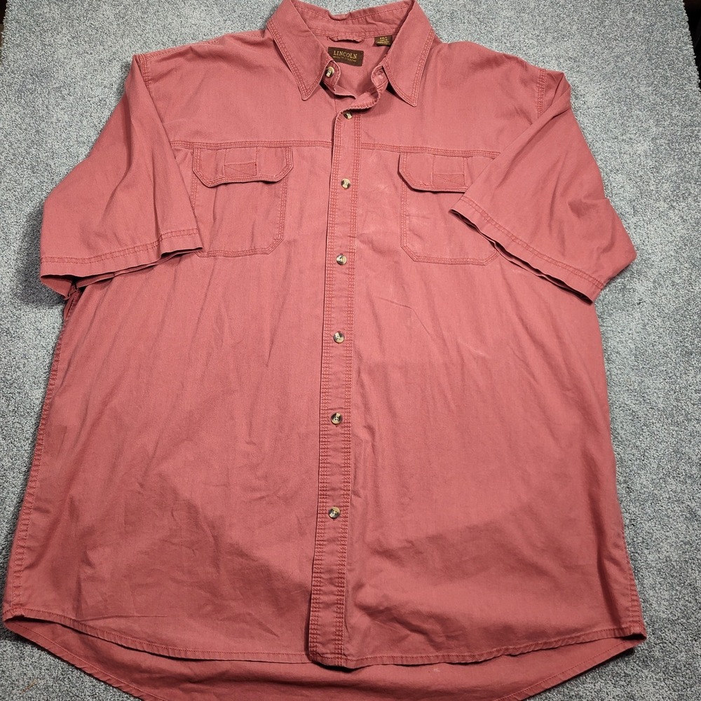 Lincoln Outfitters Mens 2XLT Red Short Sleeve Button Up Casual Tall Shirt